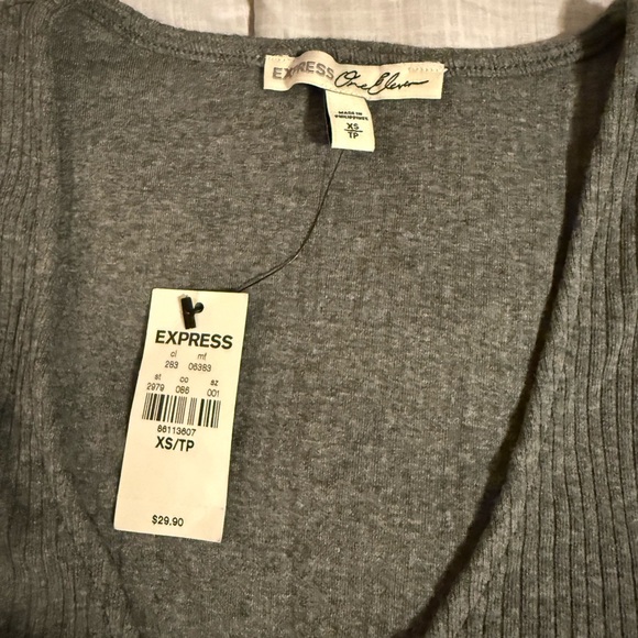Express Heather Gray Ribbed Top - Picture 2 of 2
